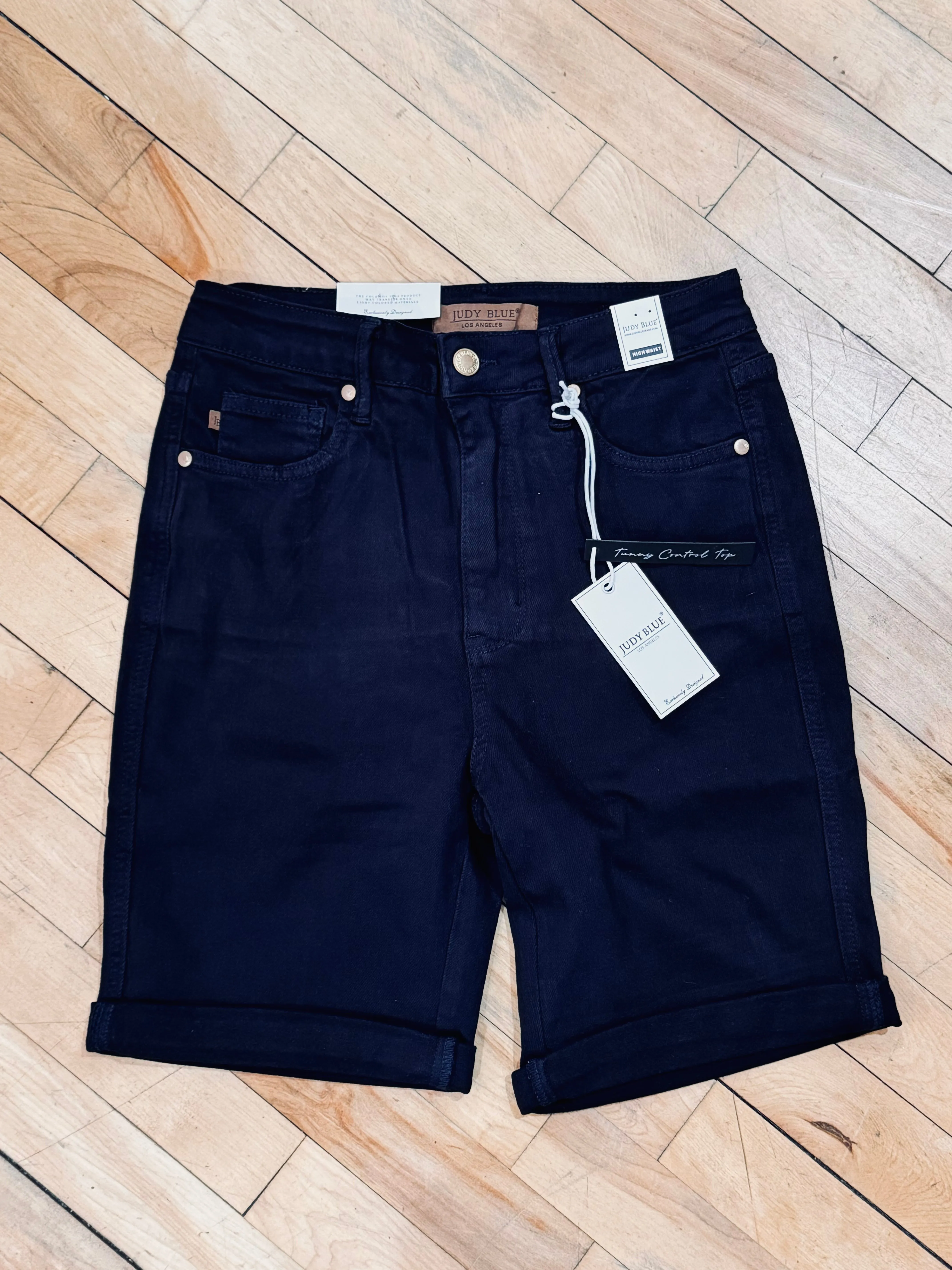 Navy Bermuda Short with Tummy Control by Judy Blue