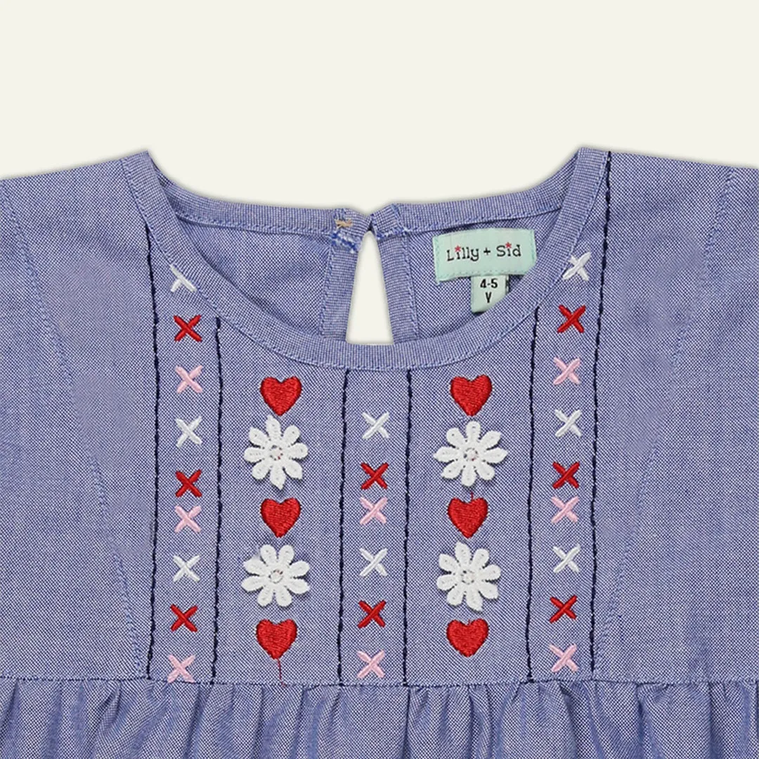 Navy Floral Embroidered Dress