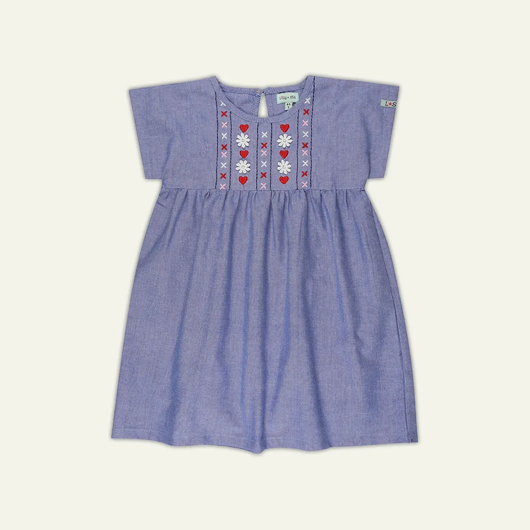 Navy Floral Embroidered Dress