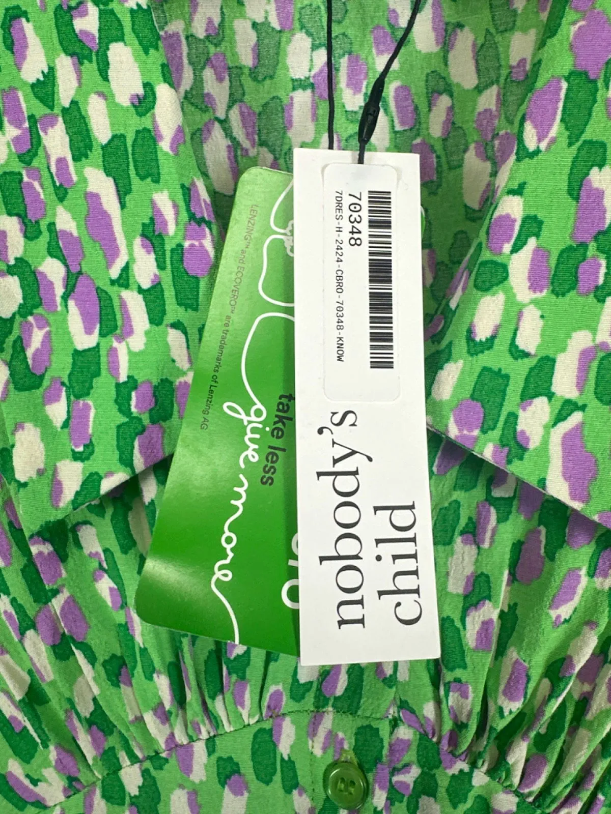 Nobody's Child Green Printed Midi Dress UK 10