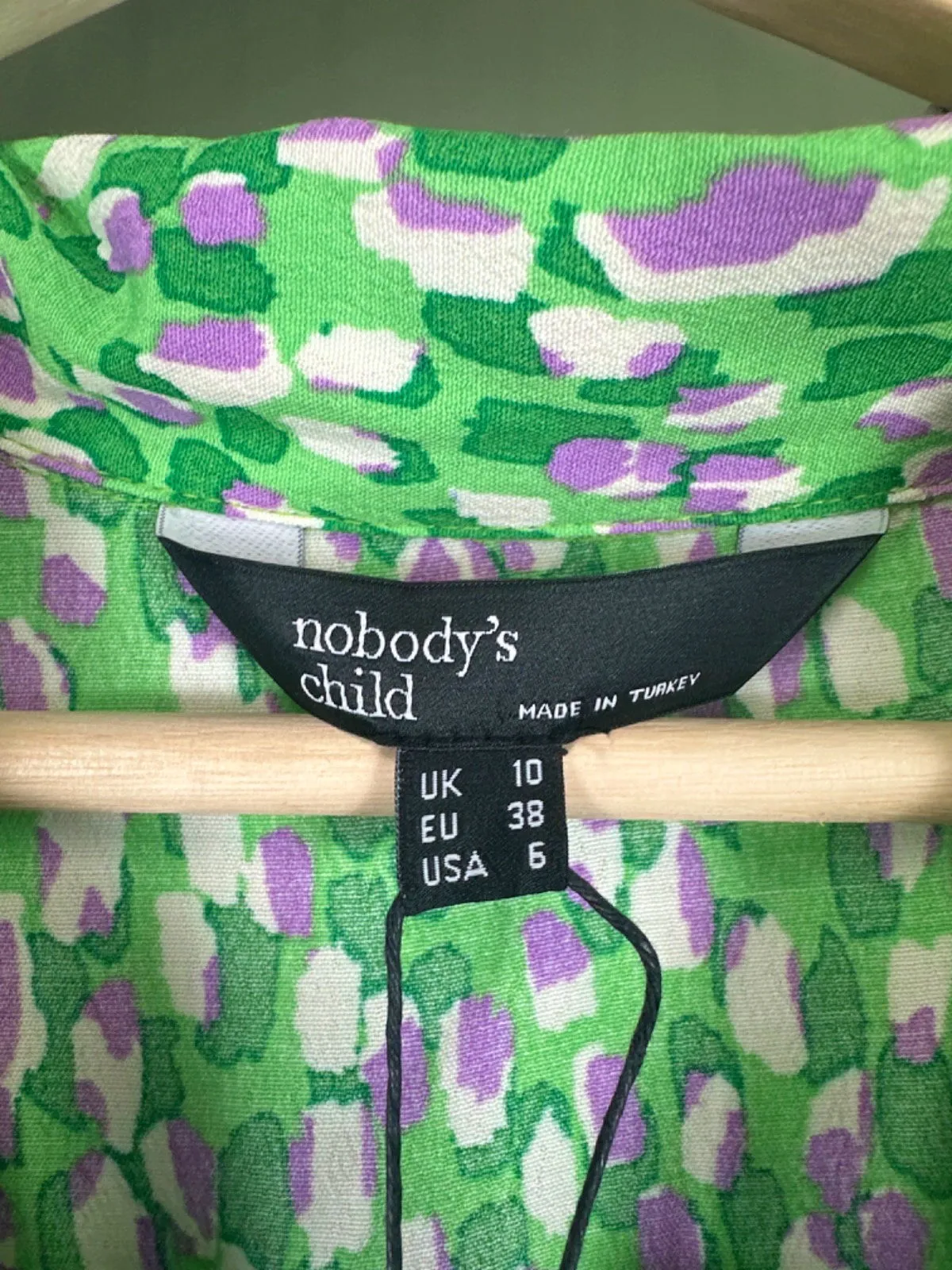 Nobody's Child Green Printed Midi Dress UK 10