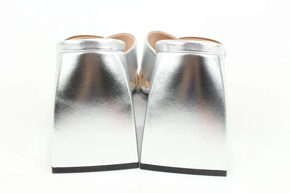 Nodaleto Size 39 Silver x Gold Leather Bulla Banks Block Heel Sandals 8no34s