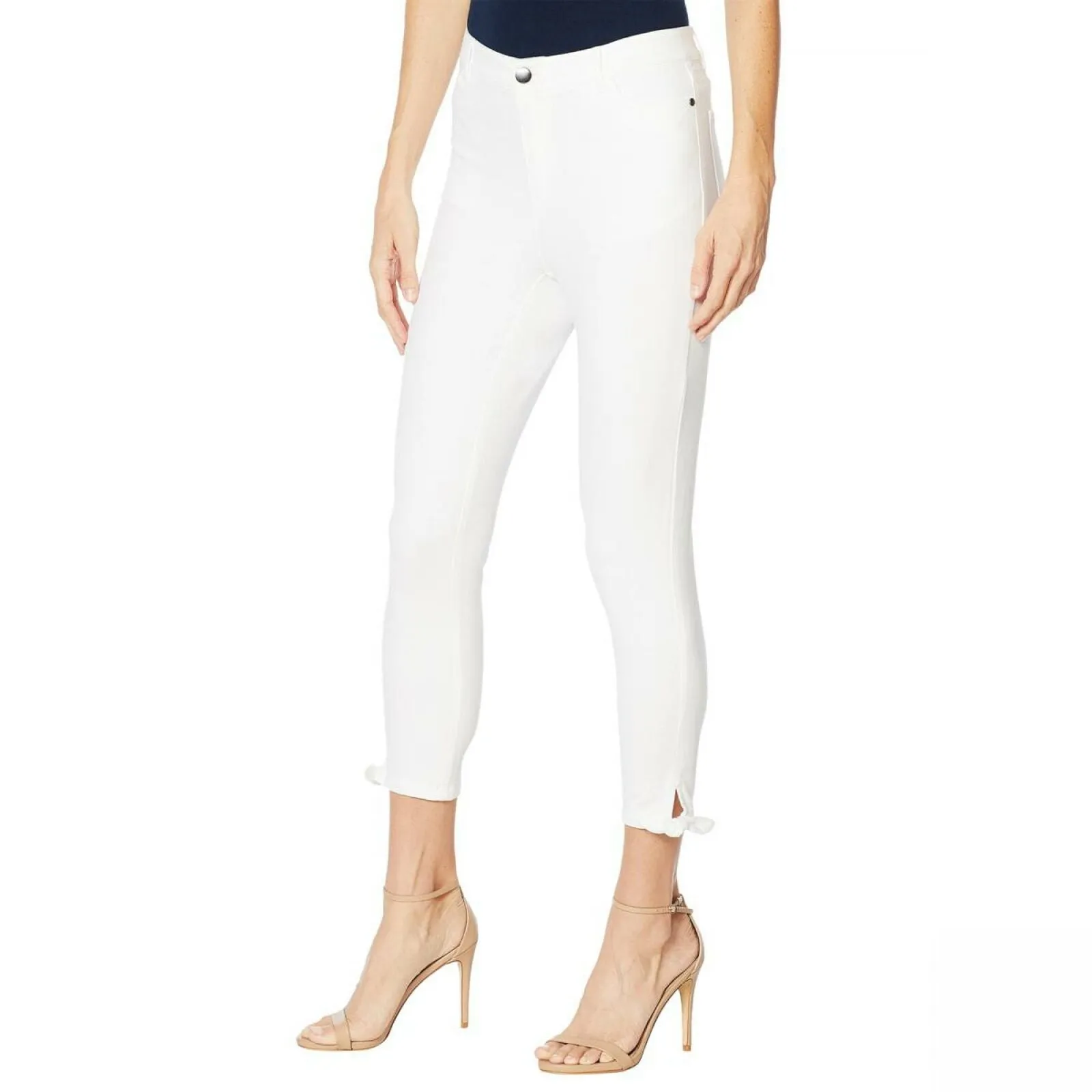 NWT Motto Womens Stretch Sateen 5-Pocket Tie-Hem Cropped Pant. 648938 12