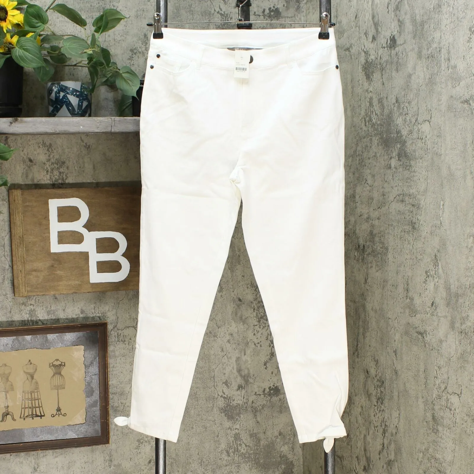 NWT Motto Womens Stretch Sateen 5-Pocket Tie-Hem Cropped Pant. 648938 12