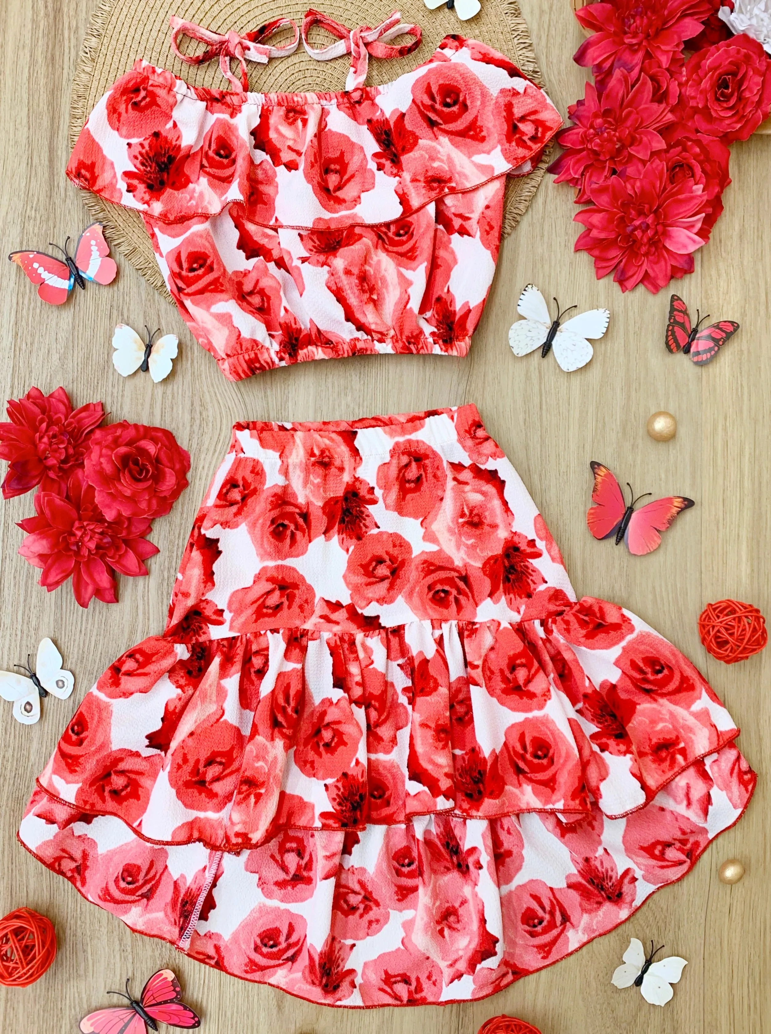 Ok Bloomer Ruffle Hi-Lo Skirt Set