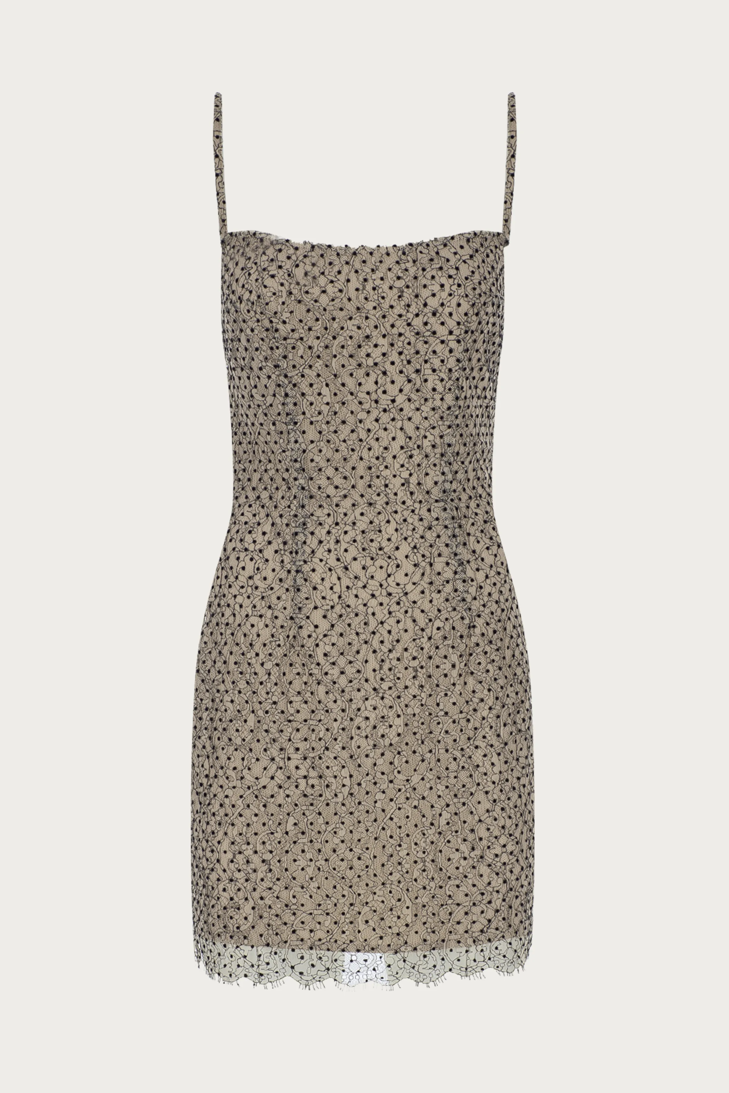 POLKA DOT LACE BODYCON DRESS