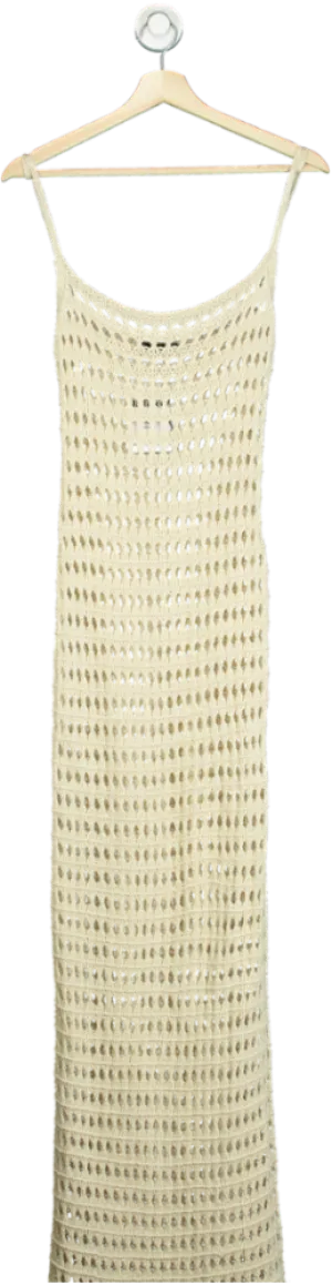 Pretty Little Thing Cream Crochet Maxi Dress UK S