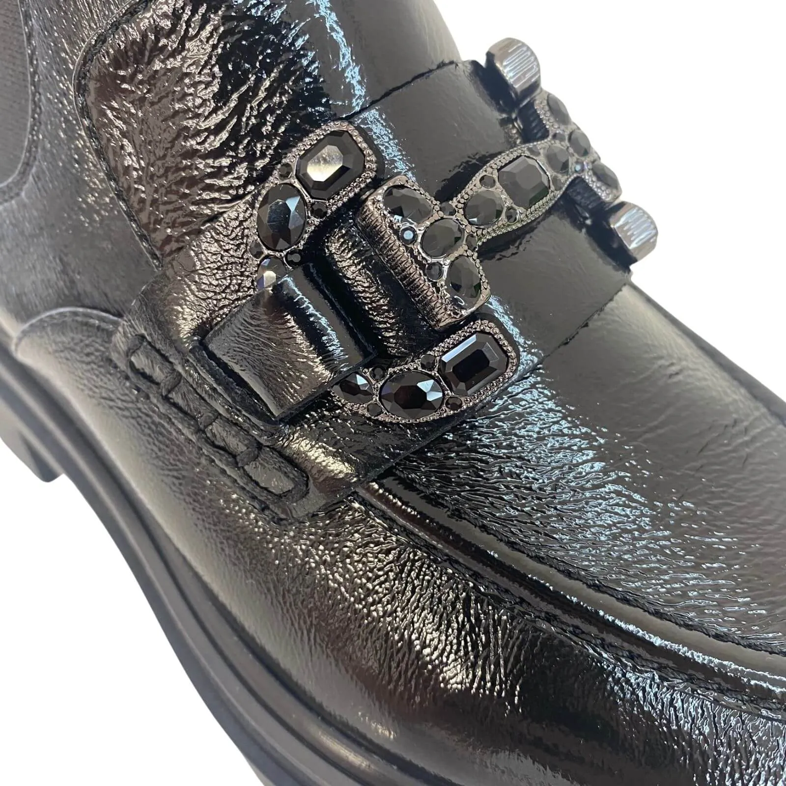 Regarde Le Ciel Ginevra Black Sparkle Chunky Boots