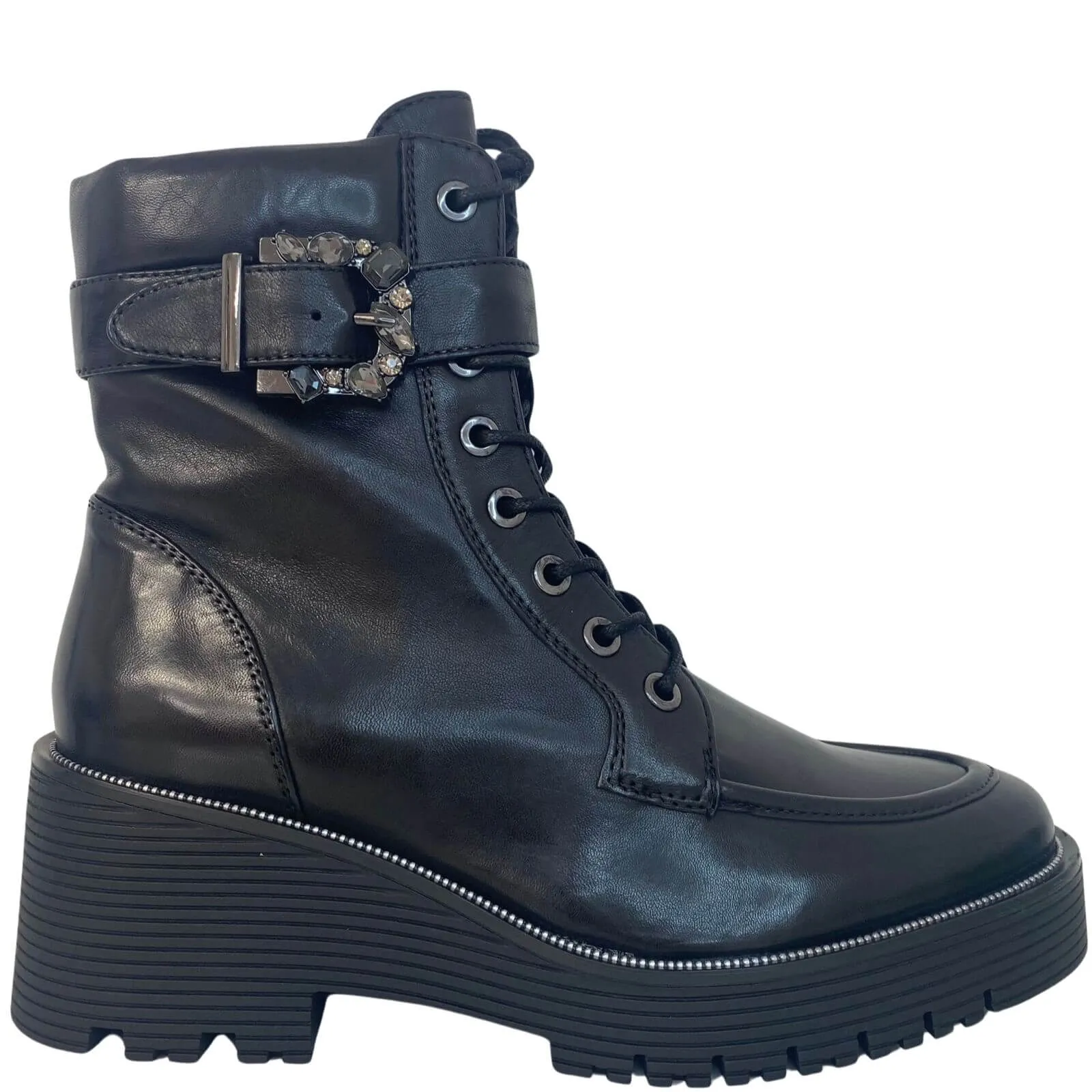 Regarde Le Ciel Sadhy Black Sparkle Buckle Boots