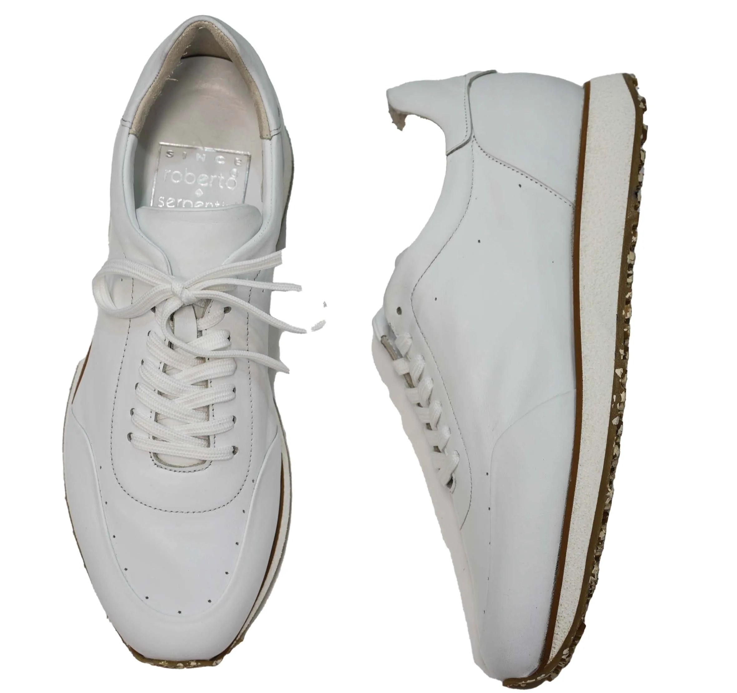 Roberto Serpentini Men's White Leather Sneaker MC3924