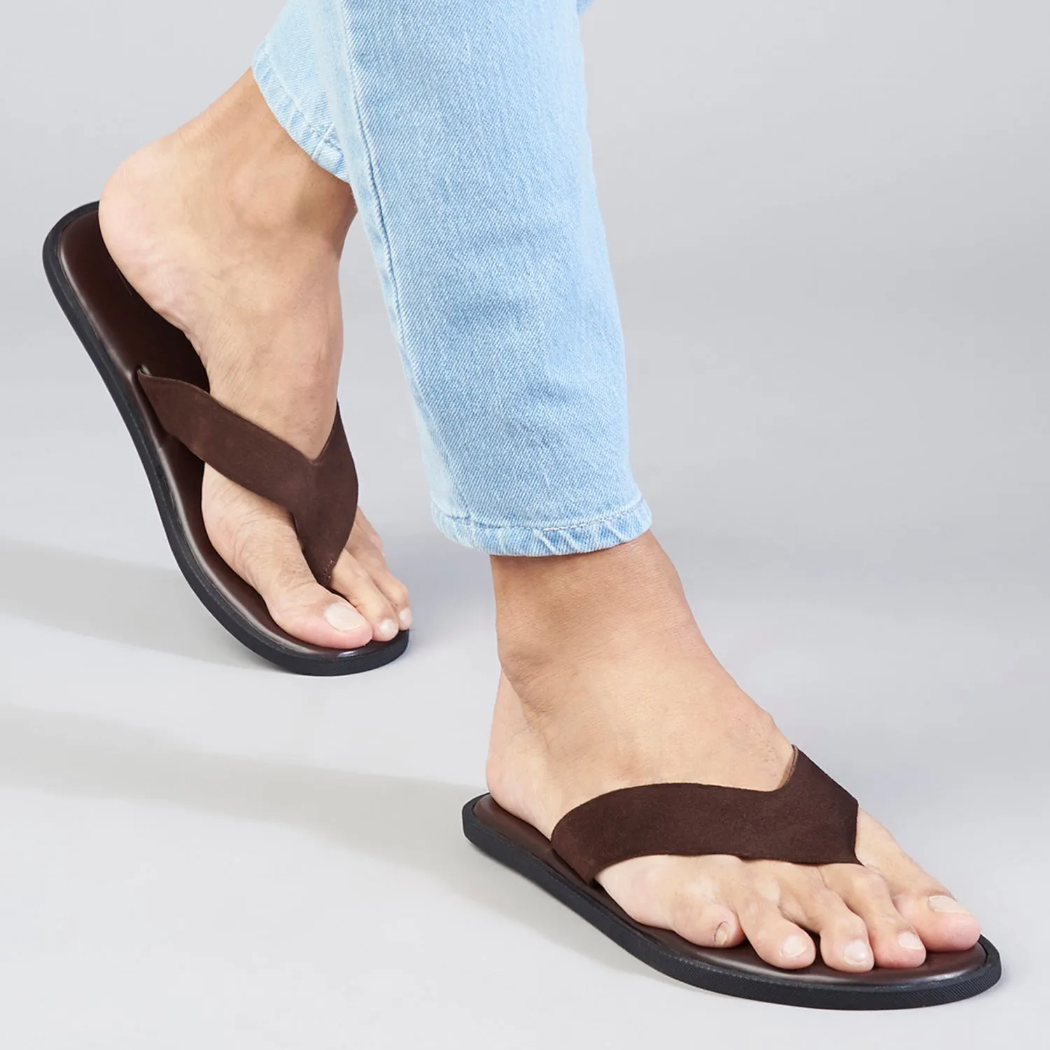 Rome Brown Suede Slippers For Men