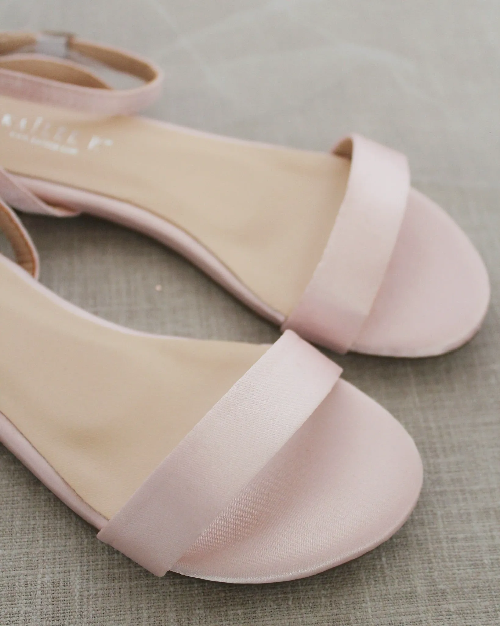 Satin Flat Sandal with Ankle Strap