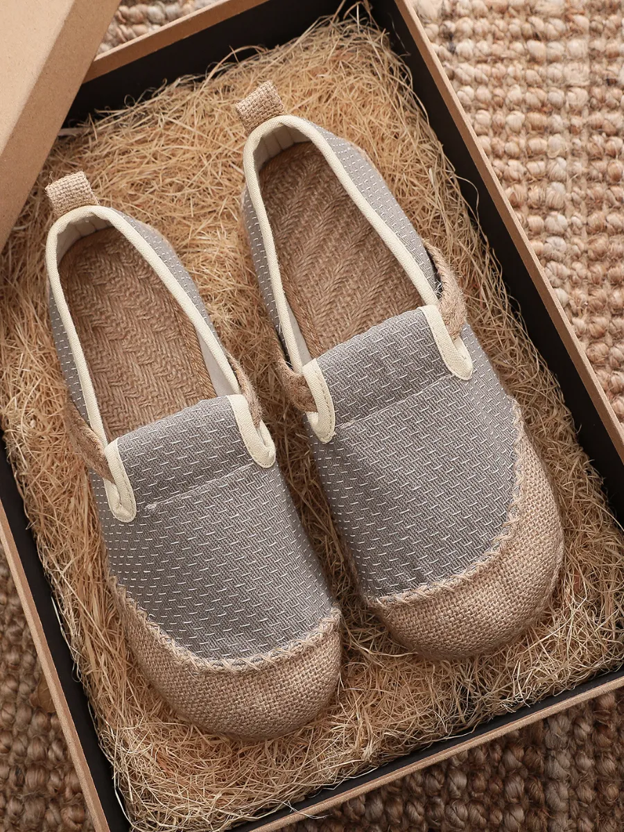 Scales Print Linen Espadrilles Loafers- Beige