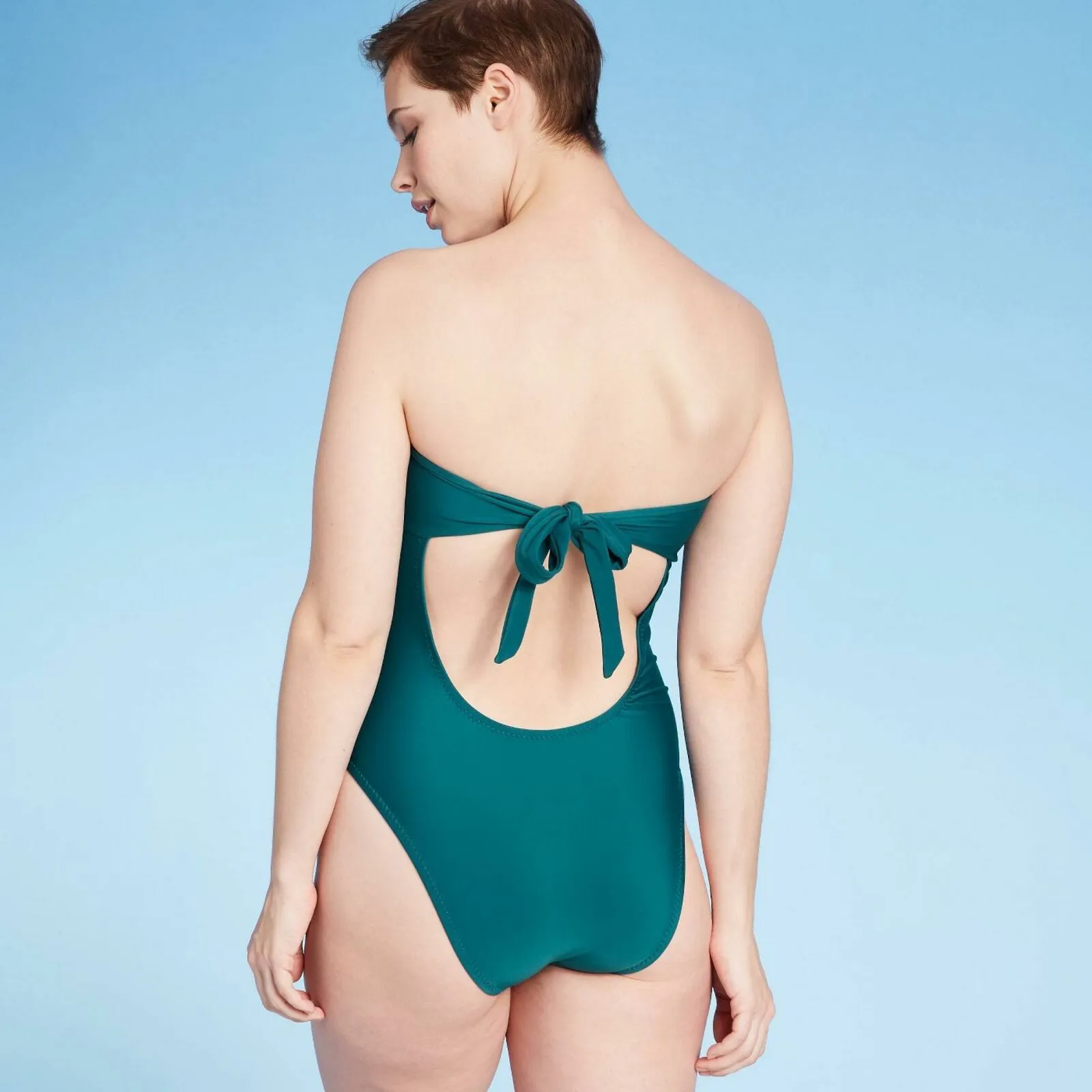 Shade & Shore Women's Bandeau Tie Back One Piece Swimsuit