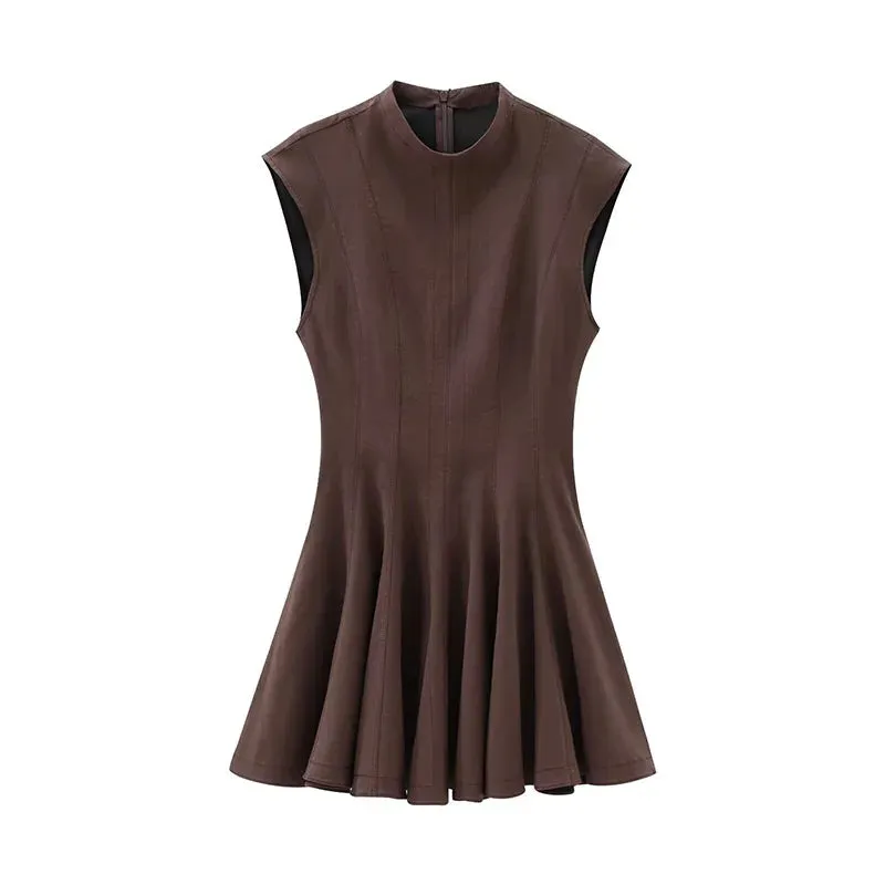 Sleeveless A-Line Dress | Fit & Flare | Elegant High Neck