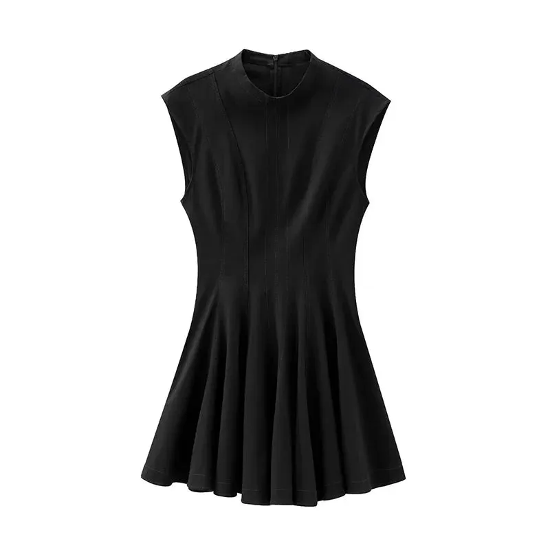 Sleeveless A-Line Dress | Fit & Flare | Elegant High Neck