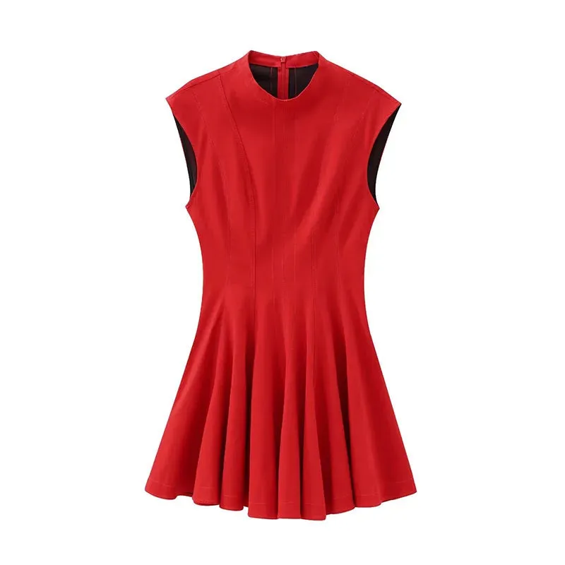 Sleeveless A-Line Dress | Fit & Flare | Elegant High Neck