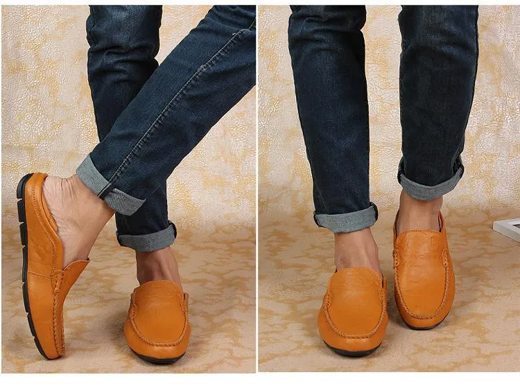 slip on casual men loafers mens moccasins shoes genuine leather men's flats shoes
