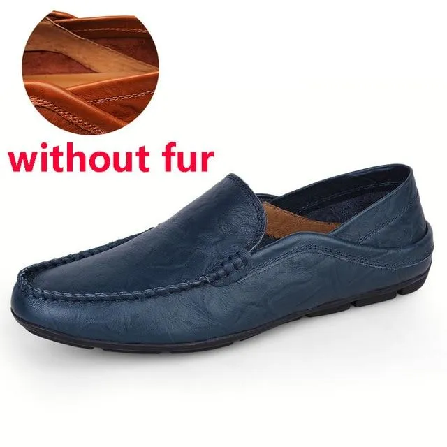 slip on casual men loafers mens moccasins shoes genuine leather men's flats shoes