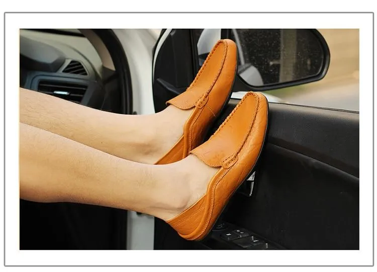 slip on casual men loafers mens moccasins shoes genuine leather men's flats shoes