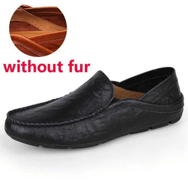 slip on casual men loafers mens moccasins shoes genuine leather men's flats shoes