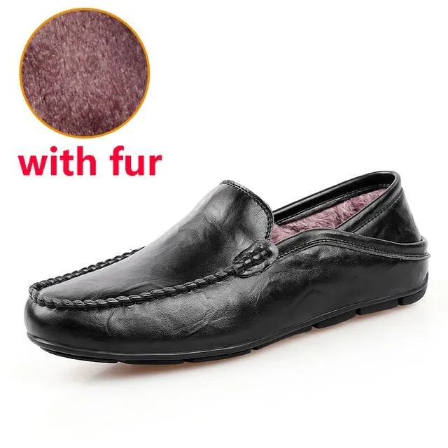 slip on casual men loafers mens moccasins shoes genuine leather men's flats shoes