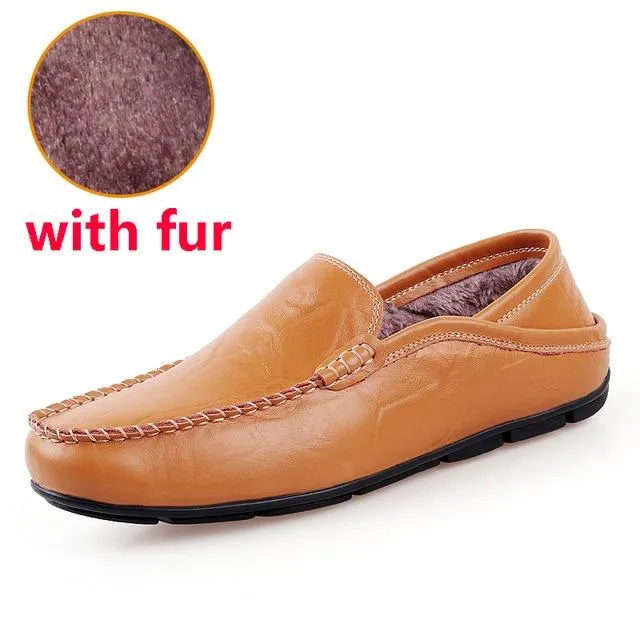 slip on casual men loafers mens moccasins shoes genuine leather men's flats shoes