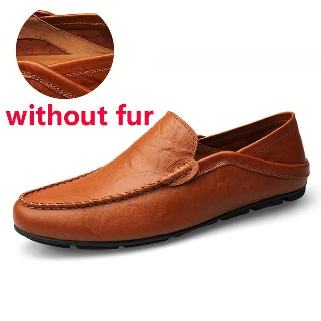 slip on casual men loafers mens moccasins shoes genuine leather men's flats shoes