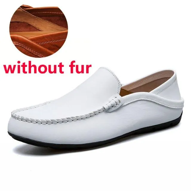 slip on casual men loafers mens moccasins shoes genuine leather men's flats shoes