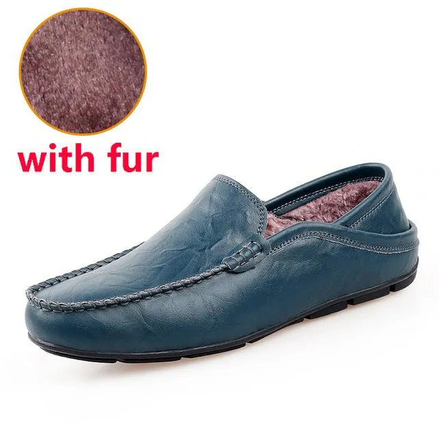 slip on casual men loafers mens moccasins shoes genuine leather men's flats shoes