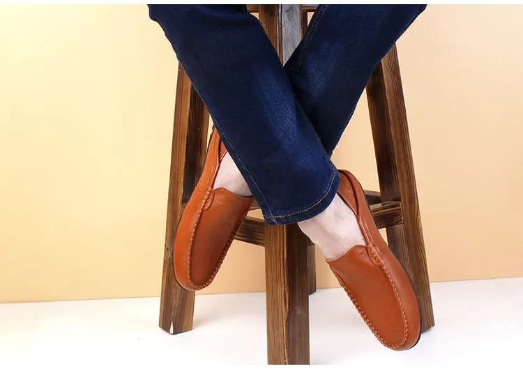 slip on casual men loafers mens moccasins shoes genuine leather men's flats shoes