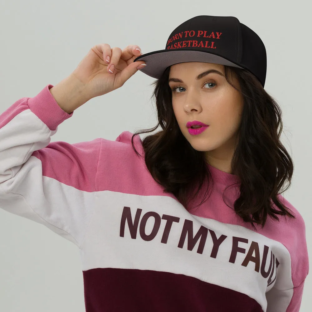 Snapback Hat "2051-0021 Born To Play Basketball (Red Logo)"