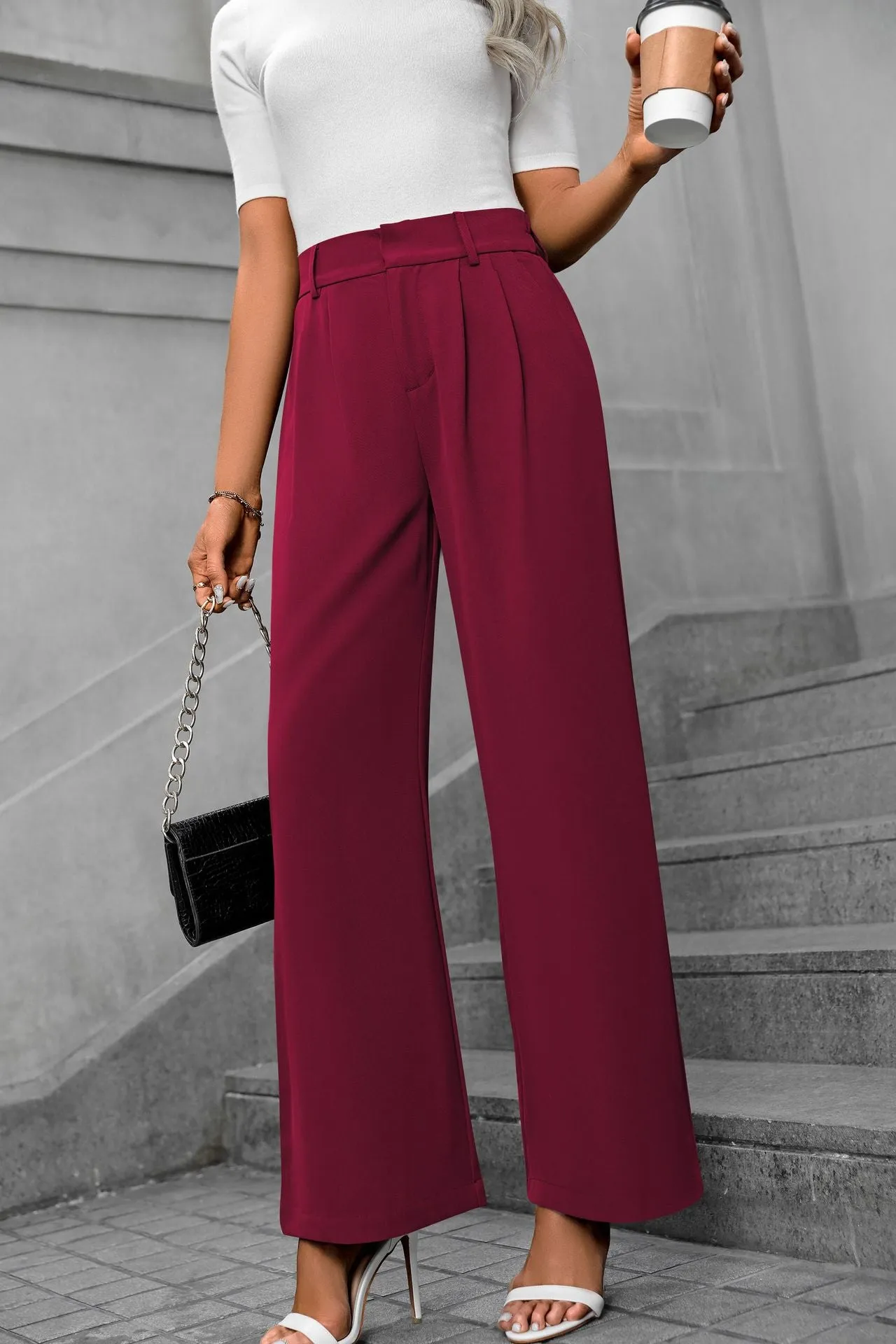 Solid color straight leg pants-D117 | Inspanda