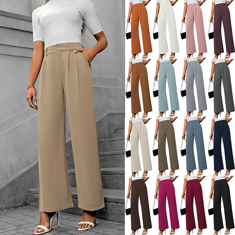 Solid color straight leg pants-D117 | Inspanda