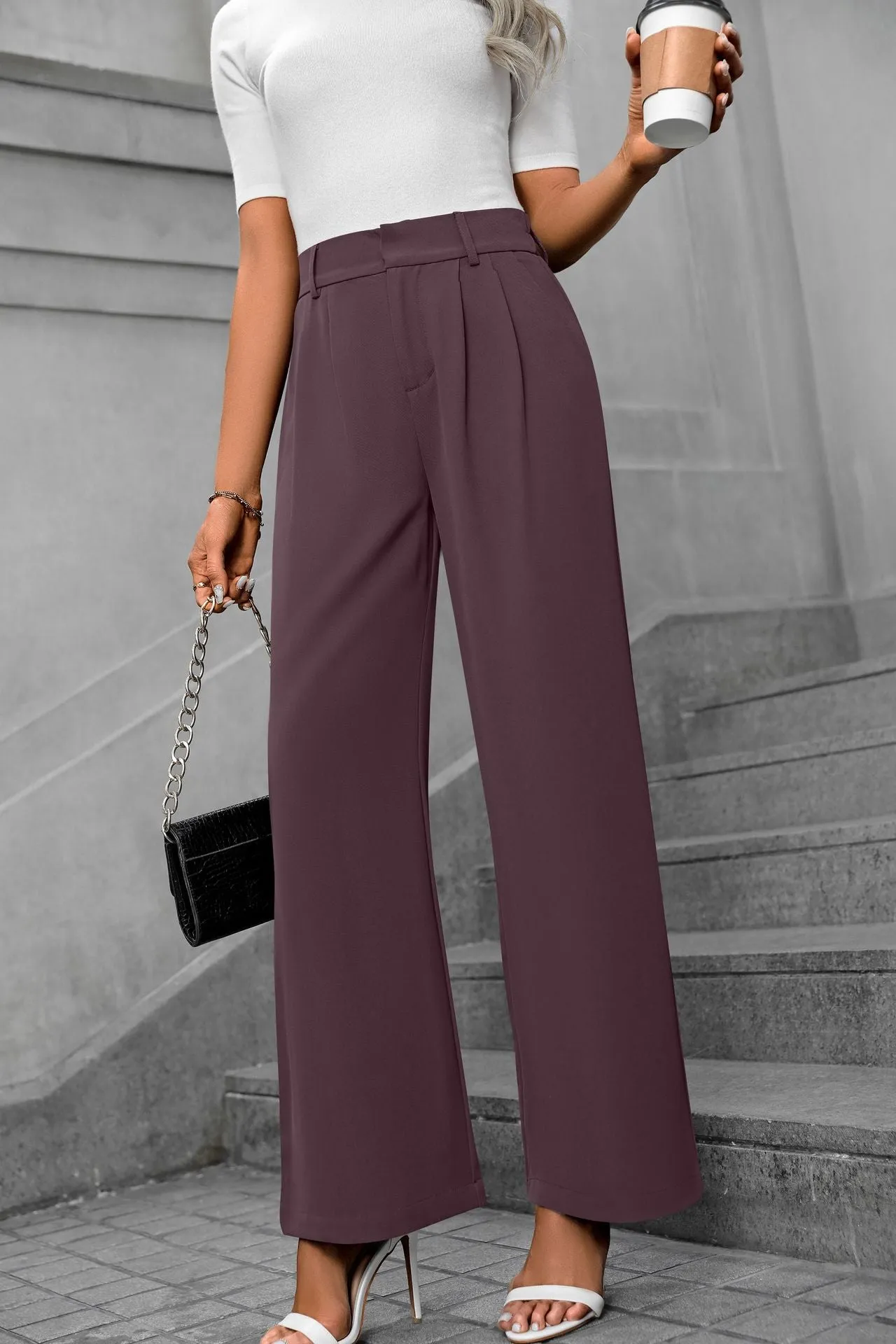Solid color straight leg pants-D117 | Inspanda