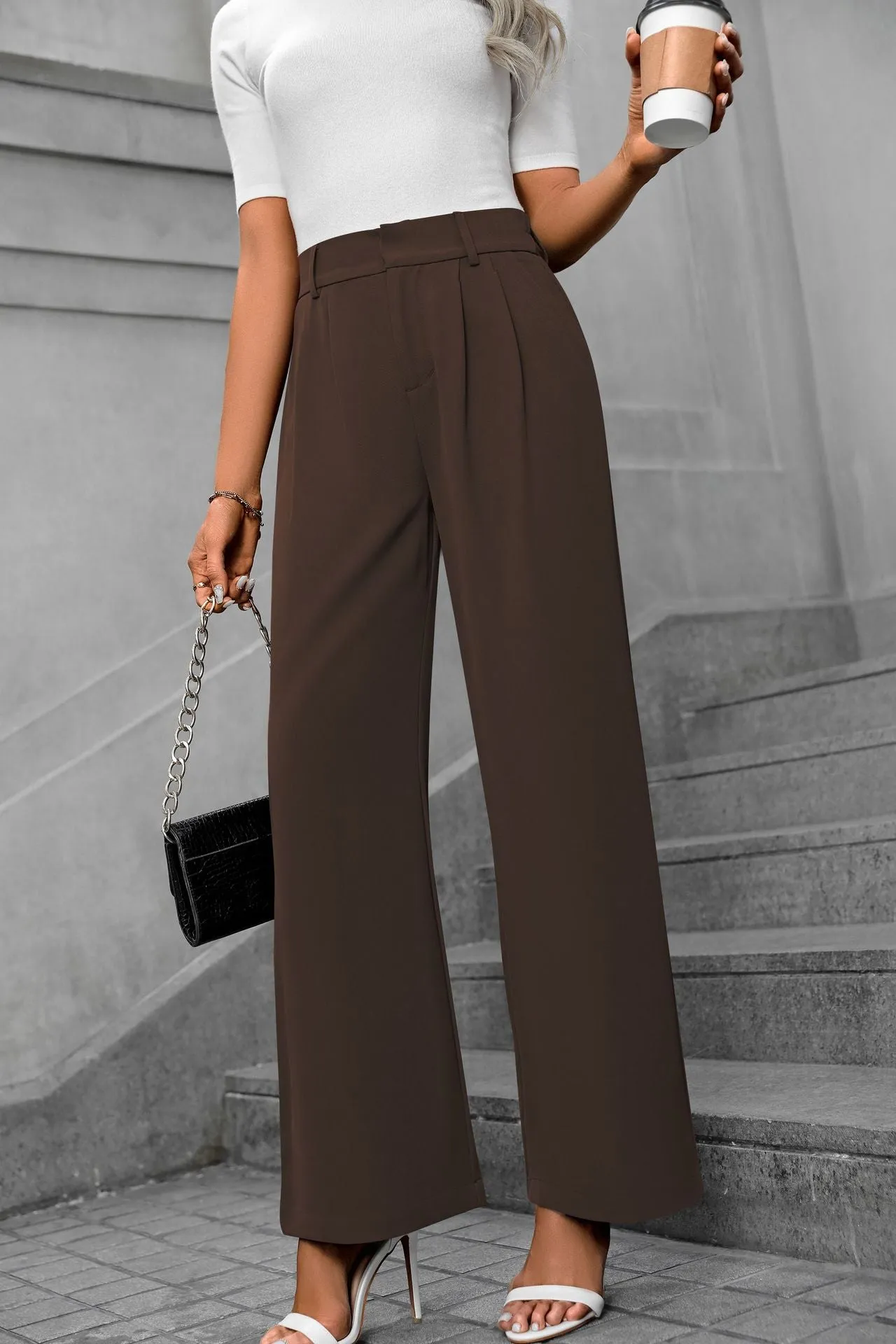 Solid color straight leg pants-D117 | Inspanda
