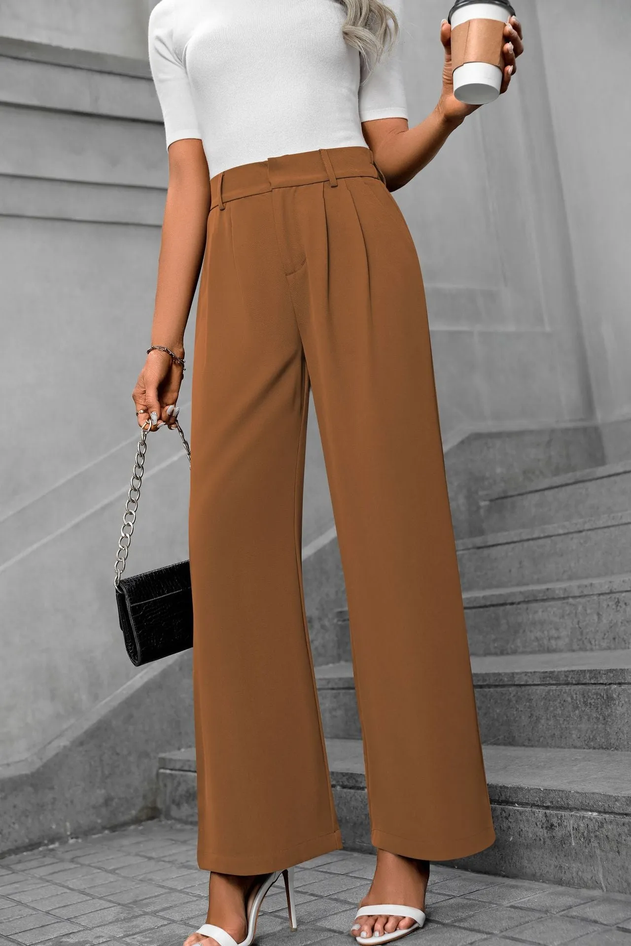 Solid color straight leg pants-D117 | Inspanda