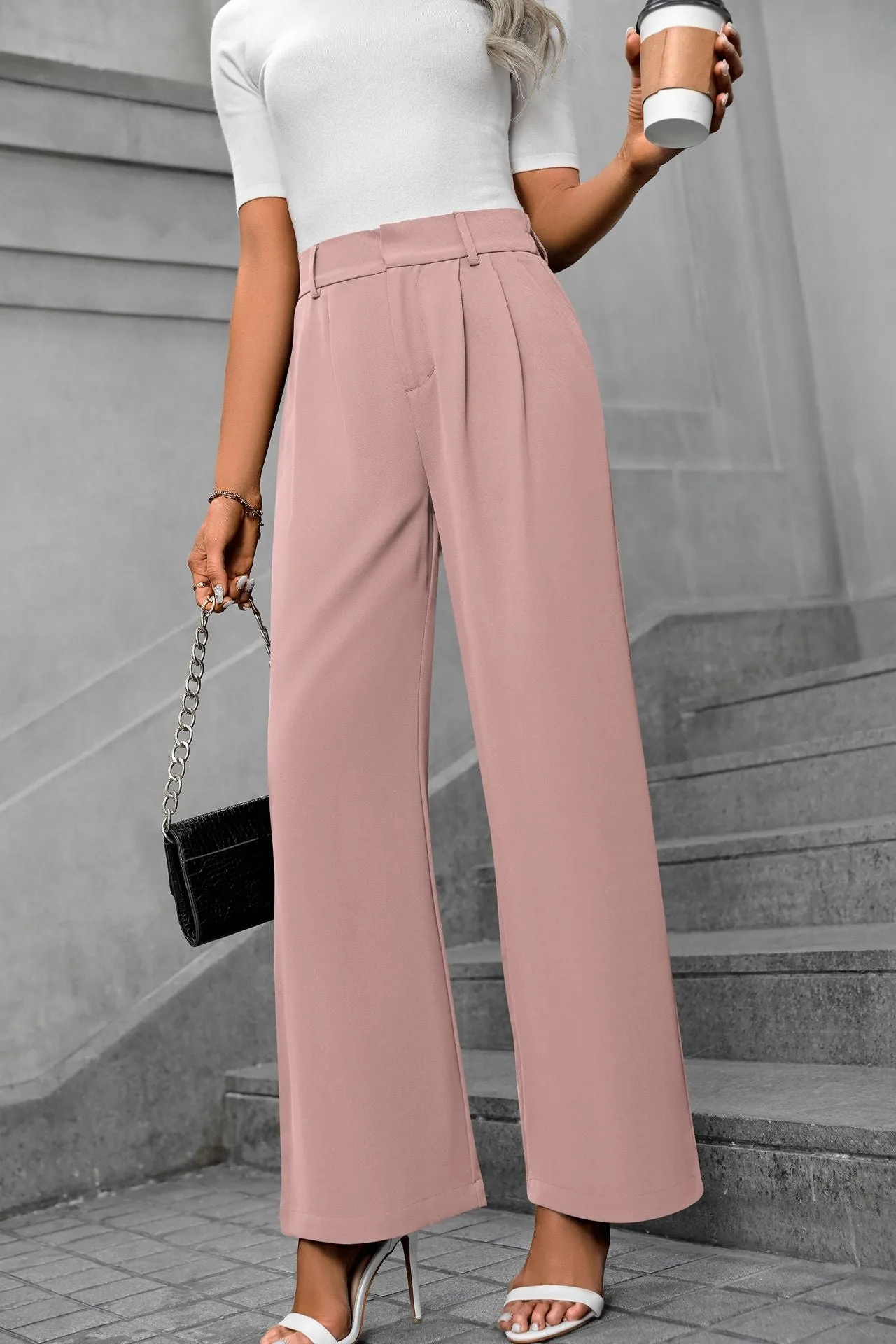 Solid color straight leg pants-D117 | Inspanda