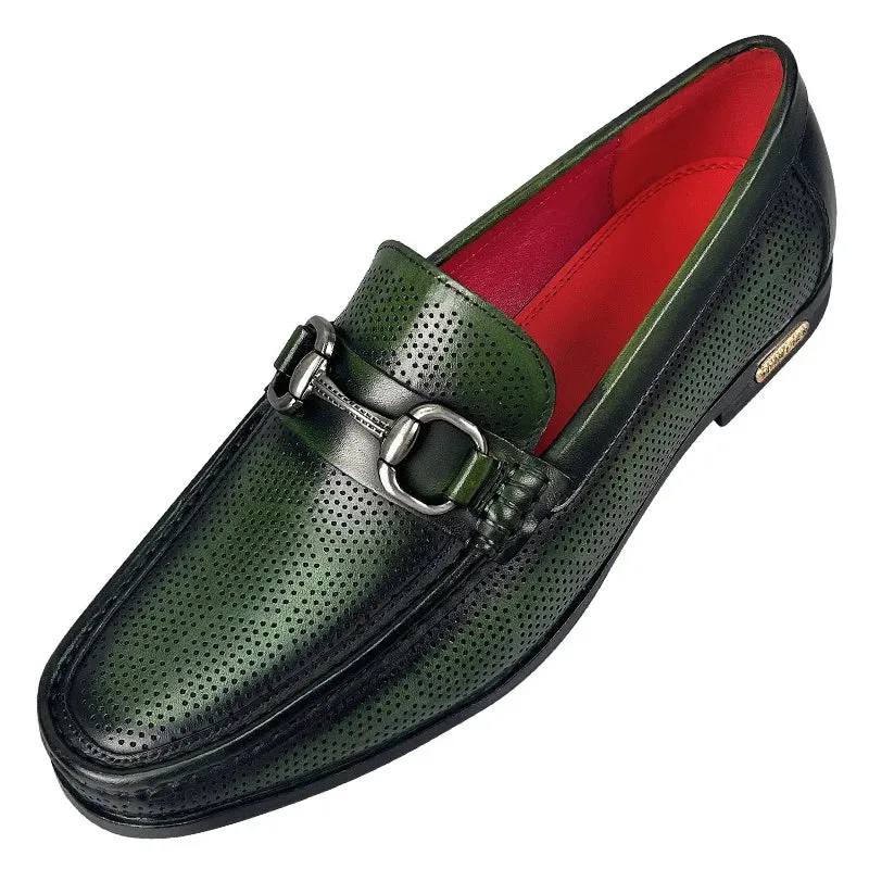 Solid Dots Hollow Genuine Leather Loafers