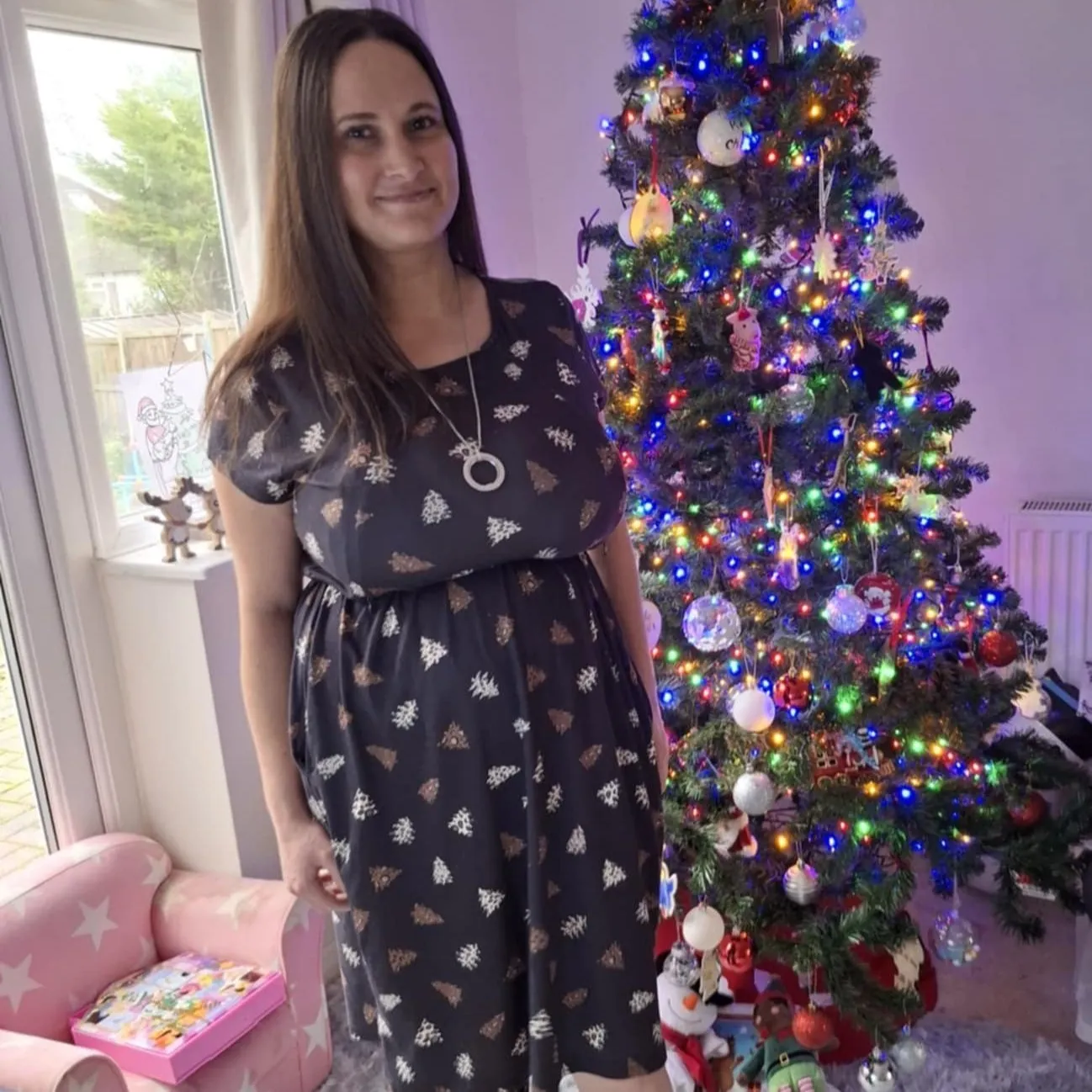 The Knee Length Breastfeeding Dress - Brown Leopard Tree