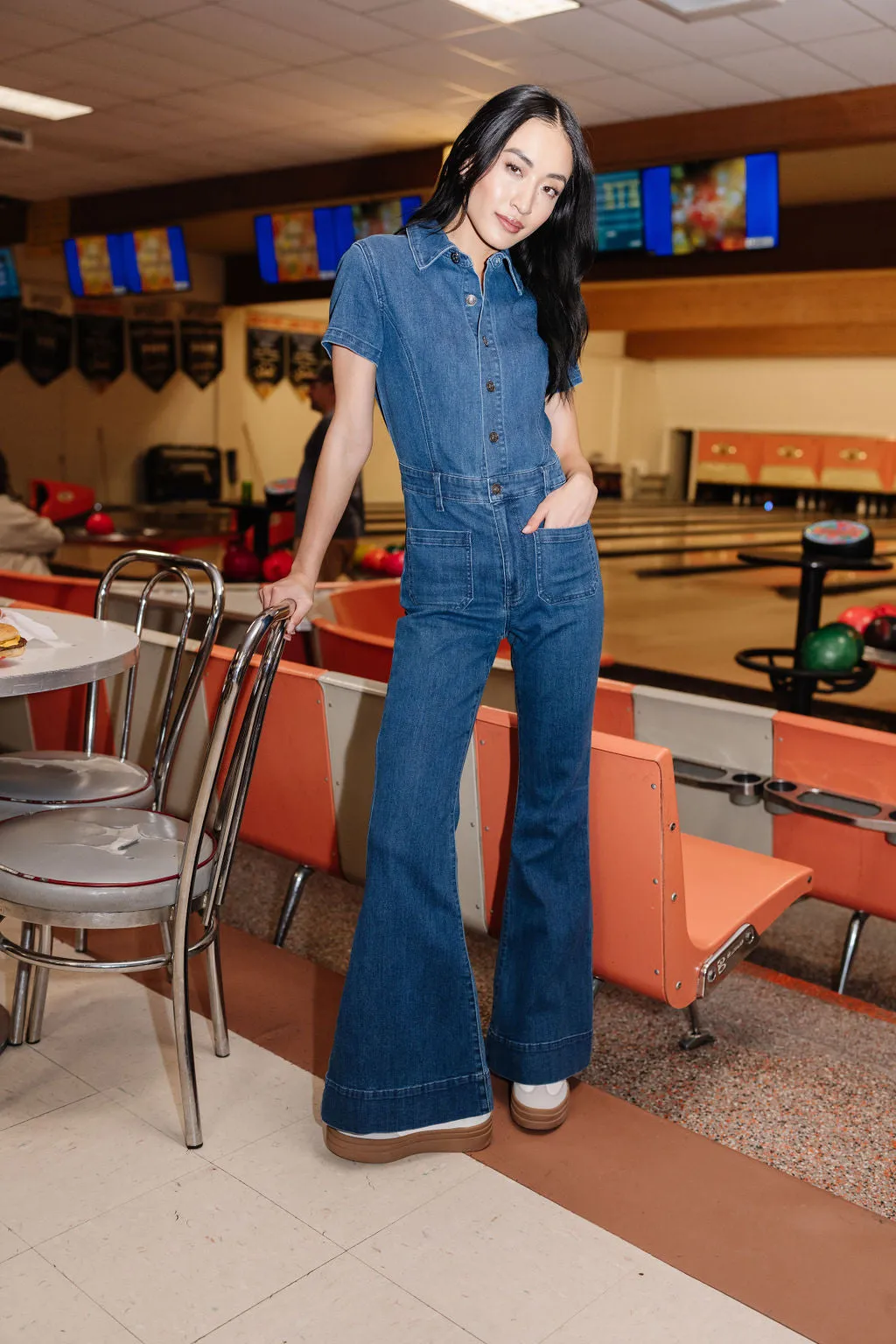 Twilight Tide Boot Cut Denim Jumpsuit