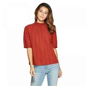 Universal Thread Women's Bishop Short Sleeve Crewneck Eyelet Top