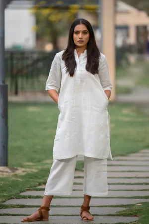 White A Line Kurti Palazzo Co-Ord Set