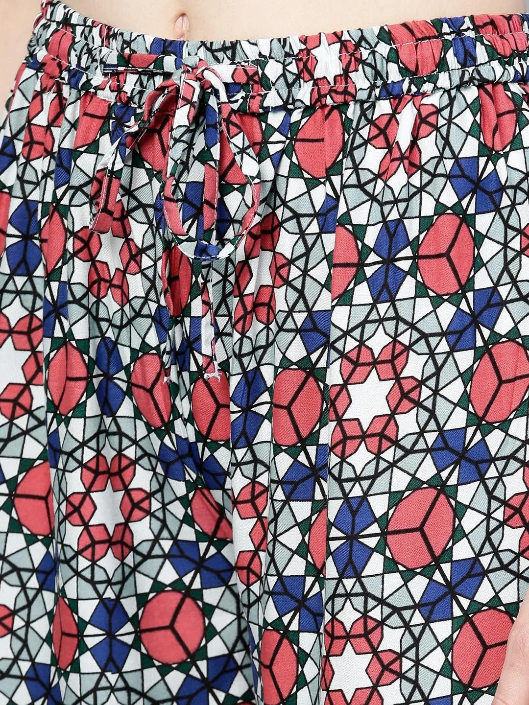 Women Peach & Blue Solid Kurta Set
